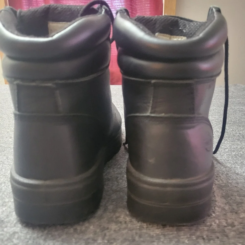 Dickies Leather Work Boots Mens 11 Black Lace Up Water Proof Workwear Fisherman